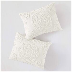 White Textured Decorative Pillows